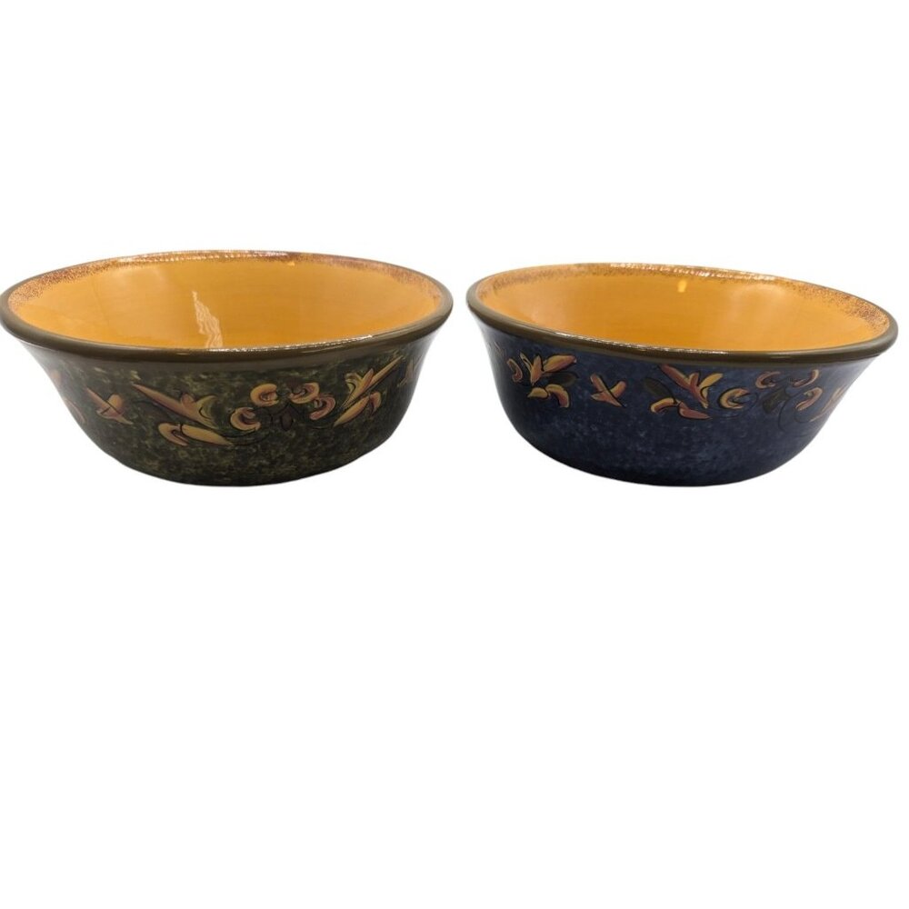 Set Of 2 Vintage Hand-Painted Casa Christina Ceramic Bowls With Floral Interior - Picture 14 of 15